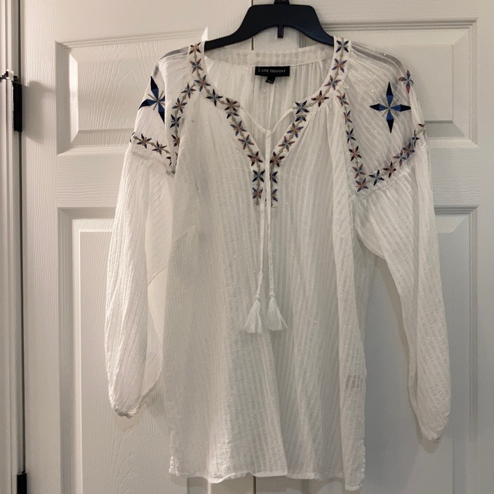 White embroidered peasant top
